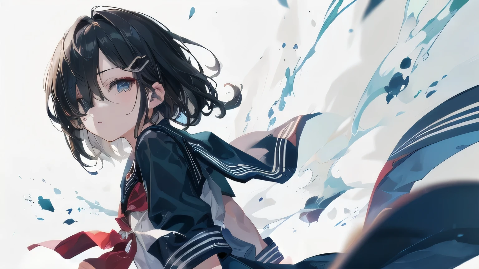 highest quality, Anime Moe Art Style,Best Anime 8K Konachan Wallpaper,pixiv contest winners,Perfect Anatomy, (Please draw a girl walking sleepily to school... ),break, 1 girl, (alone,,,13 years old:1.3),high school student, short hair, amount, (Hair above one eye:1.9),All limbs, Full Finger,Medium chest, Between the legs, Small eyes,accurate black eyes, Hair Clip, (Black Sailor Suit:1.5),(school uniform:1.5) skirt,On the way to school. break,Very detailed,High resolution,Ultra-dense skin, Professional Lighting,8k eye detail, (Cute illustrations:1.2),Black Hair、Expressionless,(Hair on one eye:1.5)、Thighs、whole body