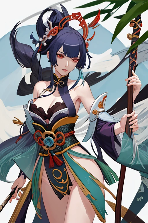 Una mujer desnuda sosteniendo una espada, arte detallado de onmyoji, onmyoji, xianxia de cuerpo completo, impacto de ayaka genshin, keqing del impacto genshin, zhongli del impacto genshin, retrato onmyoji, cushart krenz arte clave femenino, personajes de azur carril, extremely detailed artistic germ desnuda