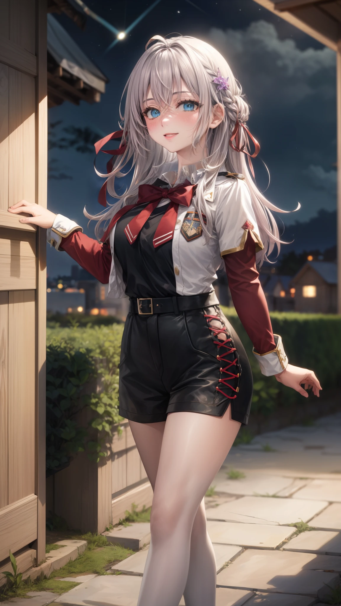 Alisa Kujou,
(night:1.7), 1 girl standing at attention, 17 years,hembra joven,hermoso Finger, hermoso long legs ,hermoso body ,hermoso Nose ,hermoso character design, ojos perfectos, perfect rostro,
There is an anime girl in shorts walking through an open door., 1 chica, muslos, solo, (falda muy corta:1.4), blue eyes, senos, chaqueta, camisa school, medias largas , falda , white camisa, arco, mano en la cadera, rubor, black muslos, arcotie, adentro, calzado marron, zettai ryouiki, mocasines, zapatos, large senos, cuerpo completo, mirando al espectador, boca abierta, thighs,
mirando al espectador, sonrisa, saludando al espectador, en el centro de la imagen, Fondo de pantalla CG unity 8k extremadamente detallado, Perfect lighting,vistoso, Brillante_frente_rostro_Lightinasterpiece:1.0),(mejor_calidad:1.0), ultra high resolution,4k,ultra detallado,
Photography, 8k, hdr, high resolution, absurdos:1.2, codas portra 400, film grain, fondo borroso, bokeh:1.2, Destello de lente, (vibrante_color:1.2)
, (hermoso_rostro:1.5),(angosto_cintura), (hermoso,Enorme_senos:1.3)
