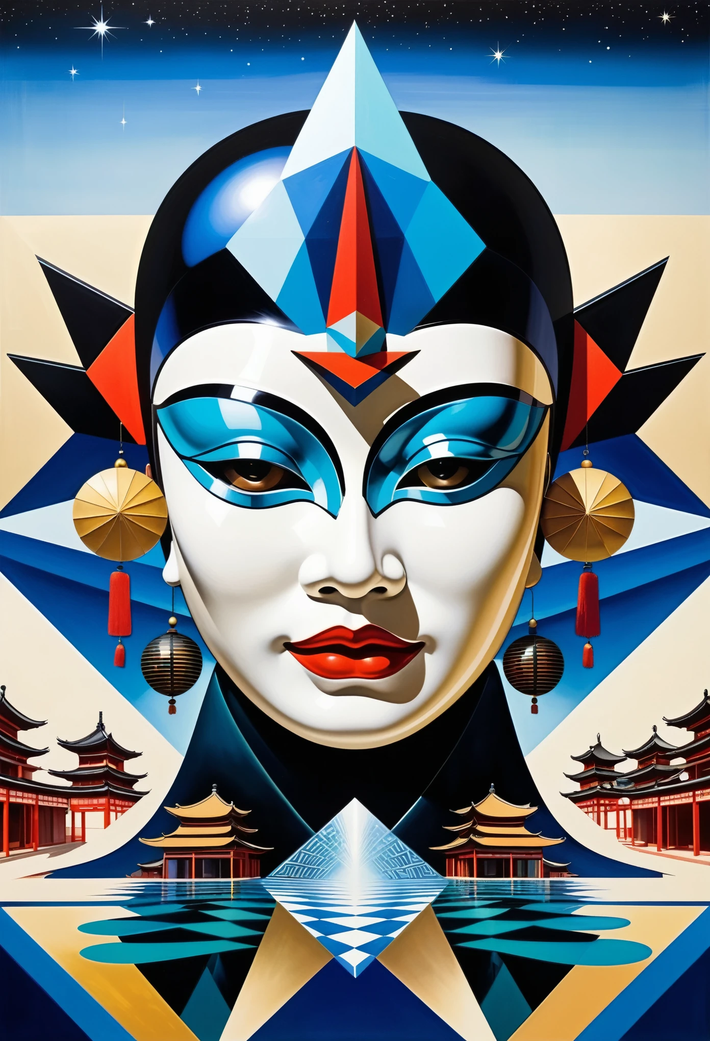 Galaxy, Abstract Art, OP Art /Optical Art, Hyperrealism, Futuristic, Double exposure, Ukiyo-e, Traditional Chinese architecture, Crystal Cubism, Art Deco, Zapatista mask