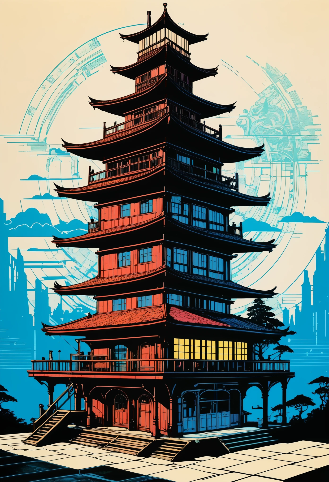 Alchemy Laboratory, Ghibli Studio, Blockprint, Architectural Visualisation, Fine art etching, Avant-garde fashion, Glitch art