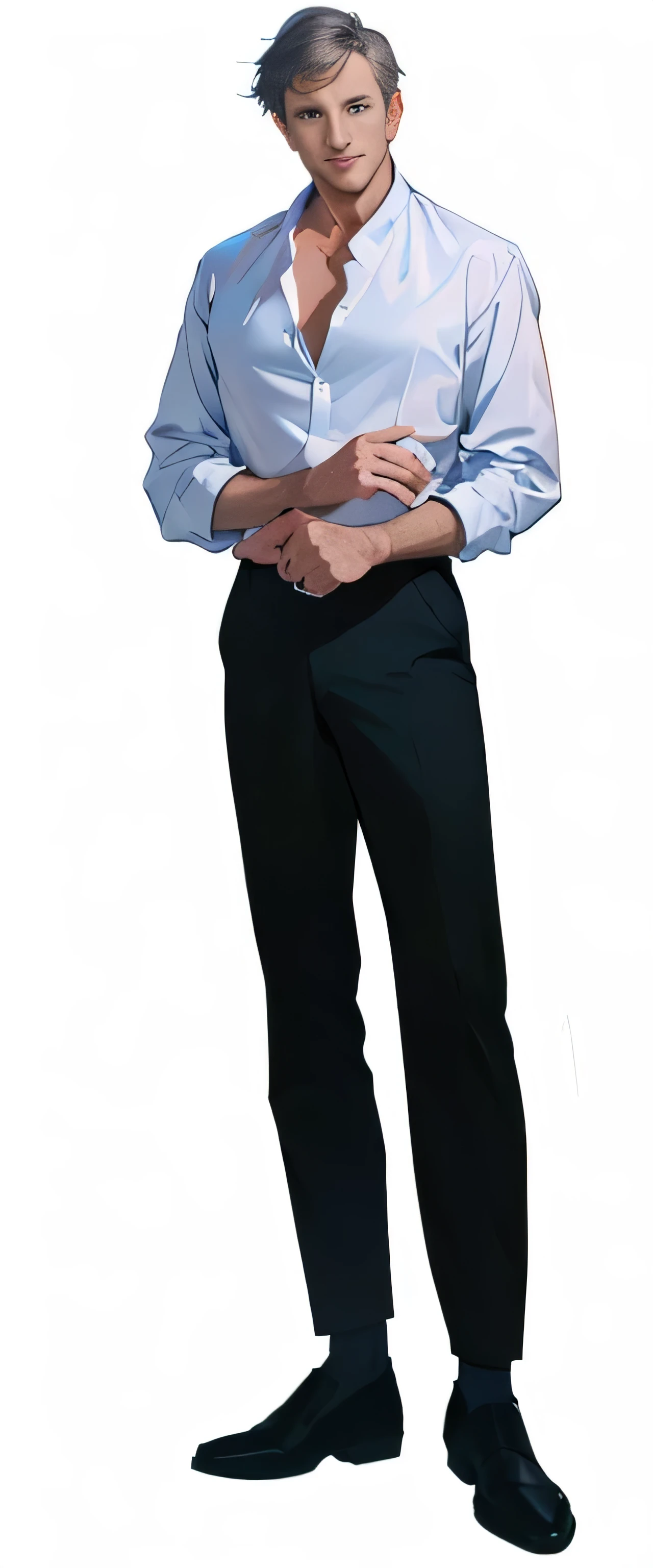 illustration of a man in a white shirt and black pants, full body portrait, bill gates full body portrait, full body illustration, full - body portrait, full-body portrait, fully body portrait, fullbody portrait, portrait full body, zoomed out full body, full body character portrait, joe biden full body portrait, full-body character portrait, detailed full body portrait，Rich in details，Clean shaping，Masterpiece