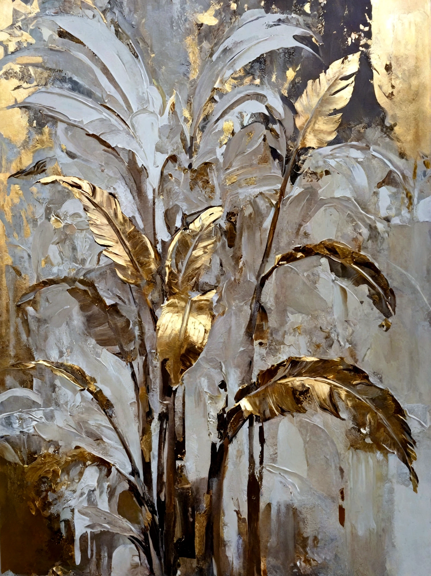 Gold Leaf，A banana tree，vanilla，cream，whiskey，Abstract Art，emotion，emotion