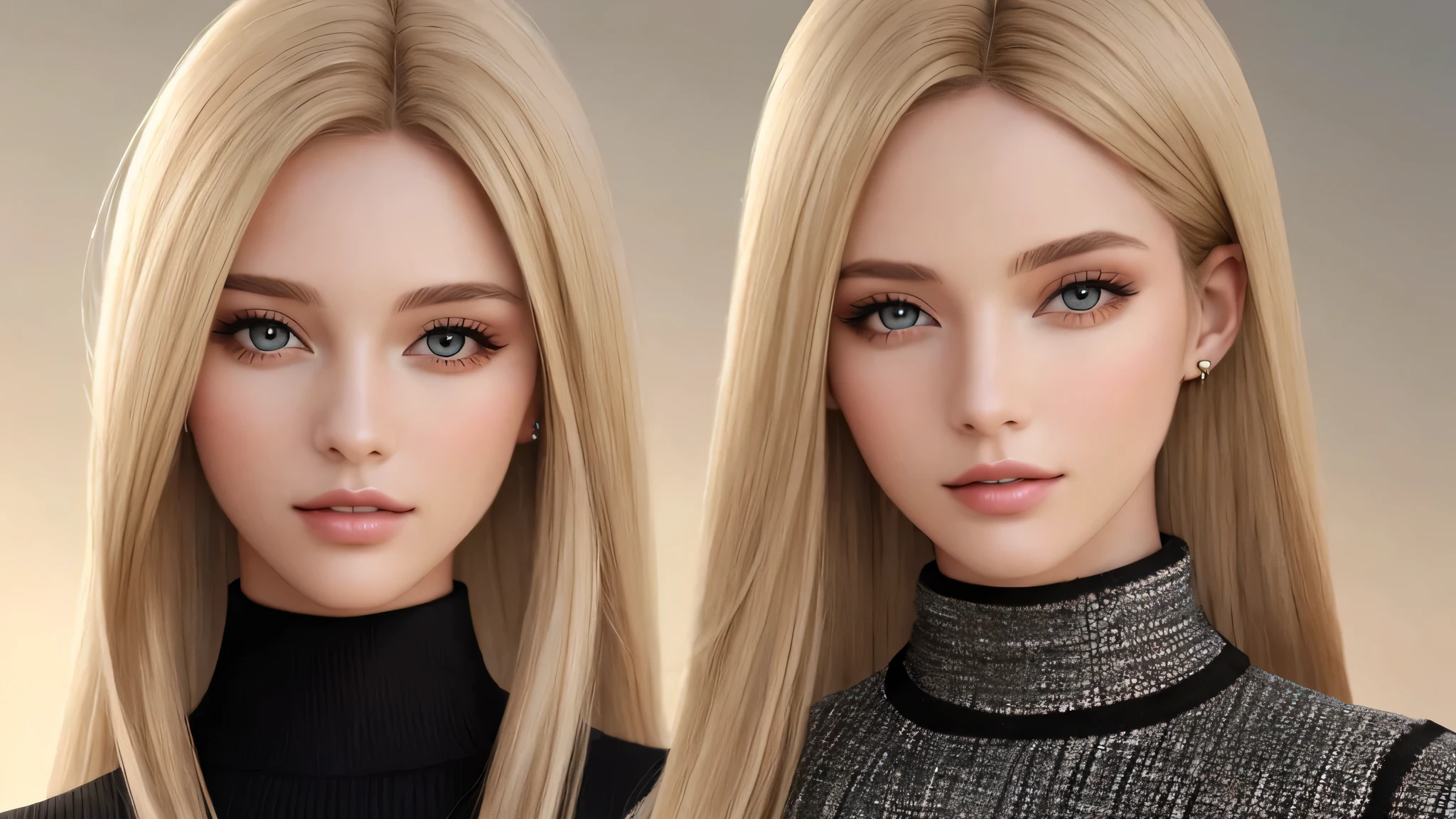 European and American women, Fashion Model, Wearing turtleneck tops, Glamour, Paparazzi take pictures of her, Blonde Hair, Brown eyes, 8k, high quality, masterpiece, 最high quality,Kilo, Very detailed, Volumetric lighting, Realistic