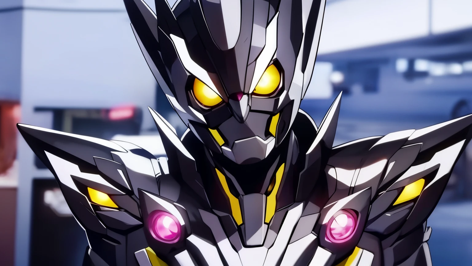 kamen rider, black armor, orange line, purple led eye, black hole motif, futuristic, visual novel cg style, BREAK looking at viewer, BREAK (masterpiece:1.2), best quality, high resolution, unity' 8k wallpaper, (illustration:0.8), (beautiful detailed eyes:1.6), extremely detailed face, perfect lighting, extremely detailed CG, (perfect hands, perfect anatomy)
