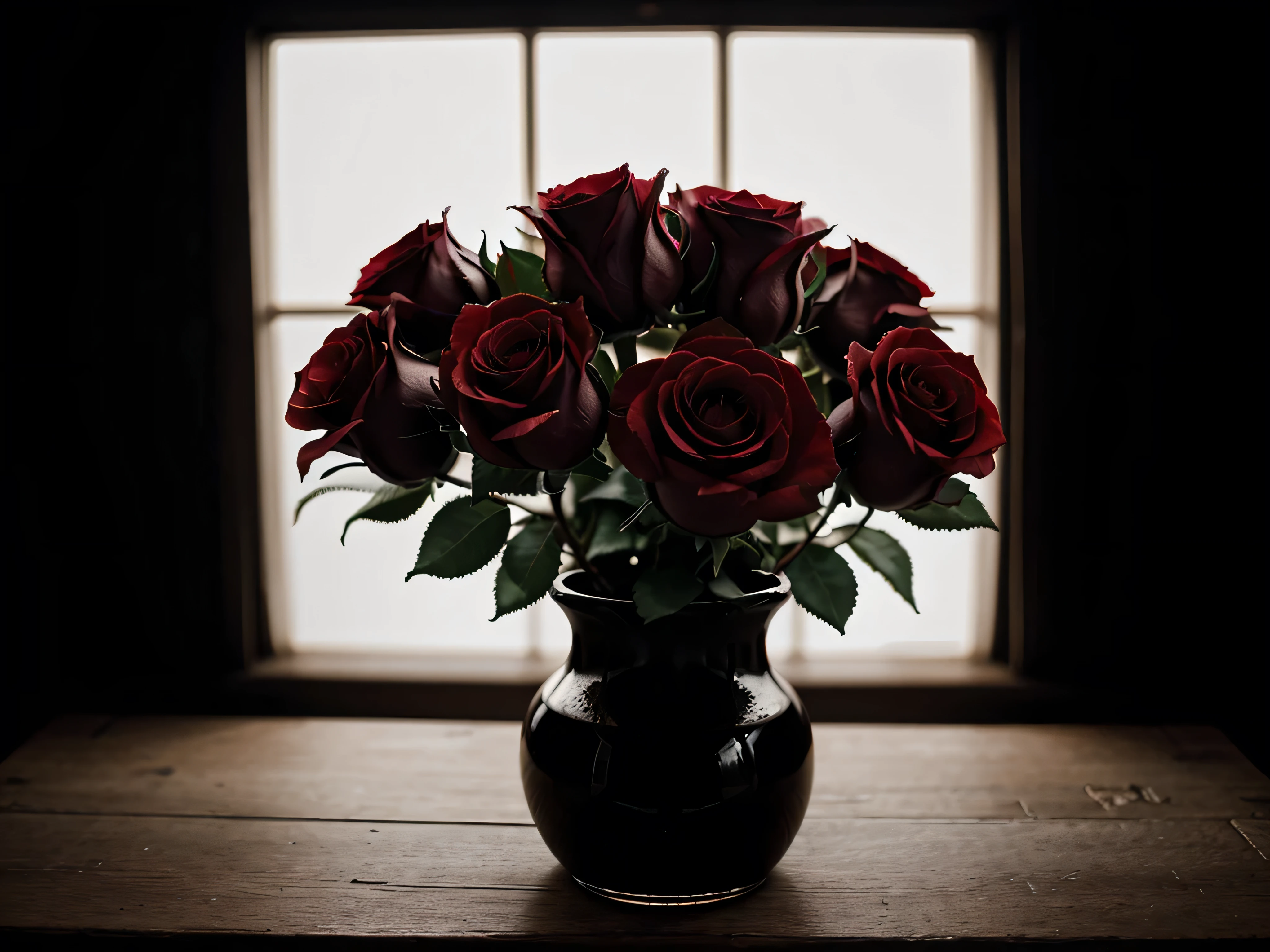 chiaroscuro red roses flowers in black background 2