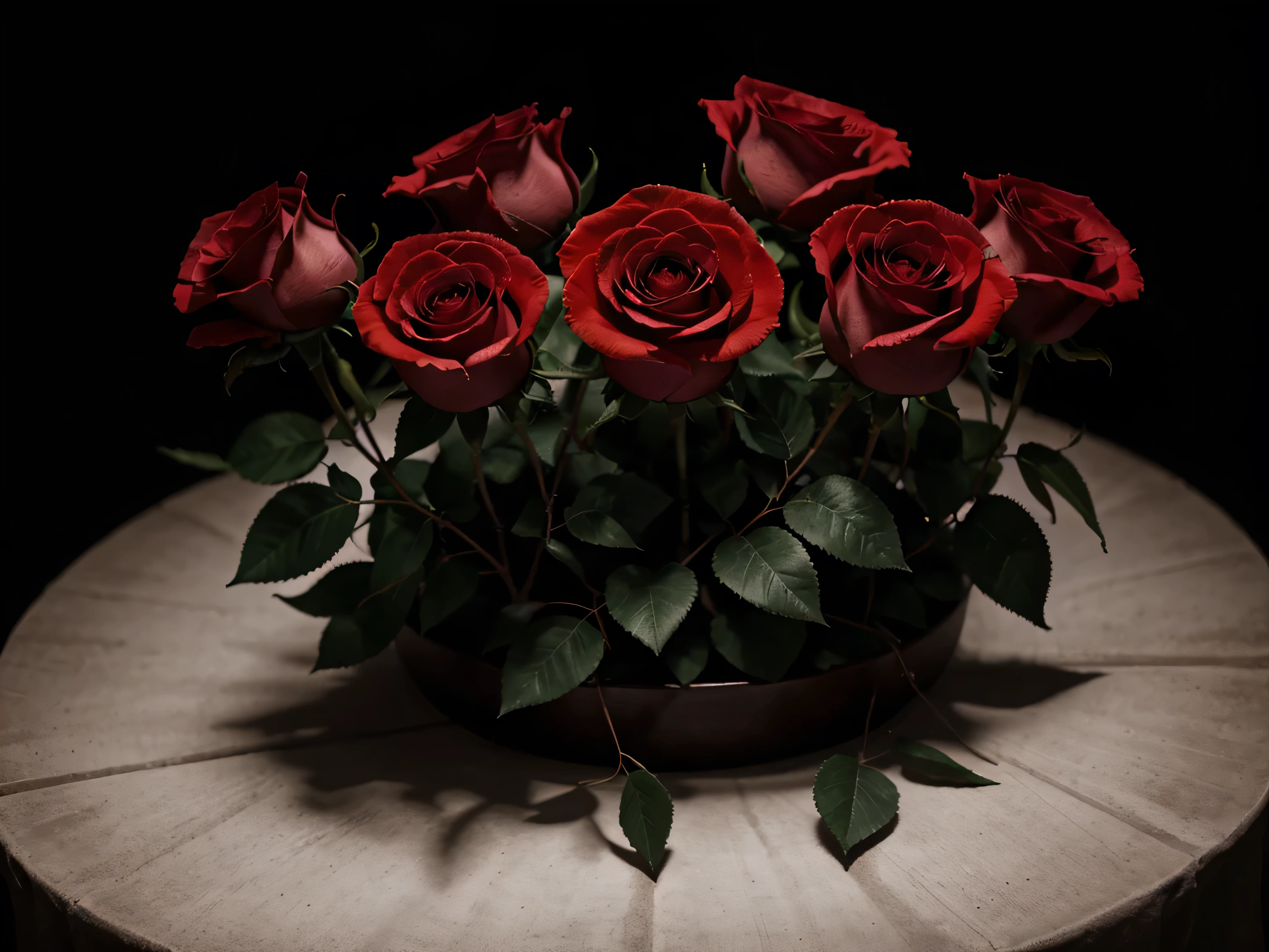 chiaroscuro red roses flowers in black background 2