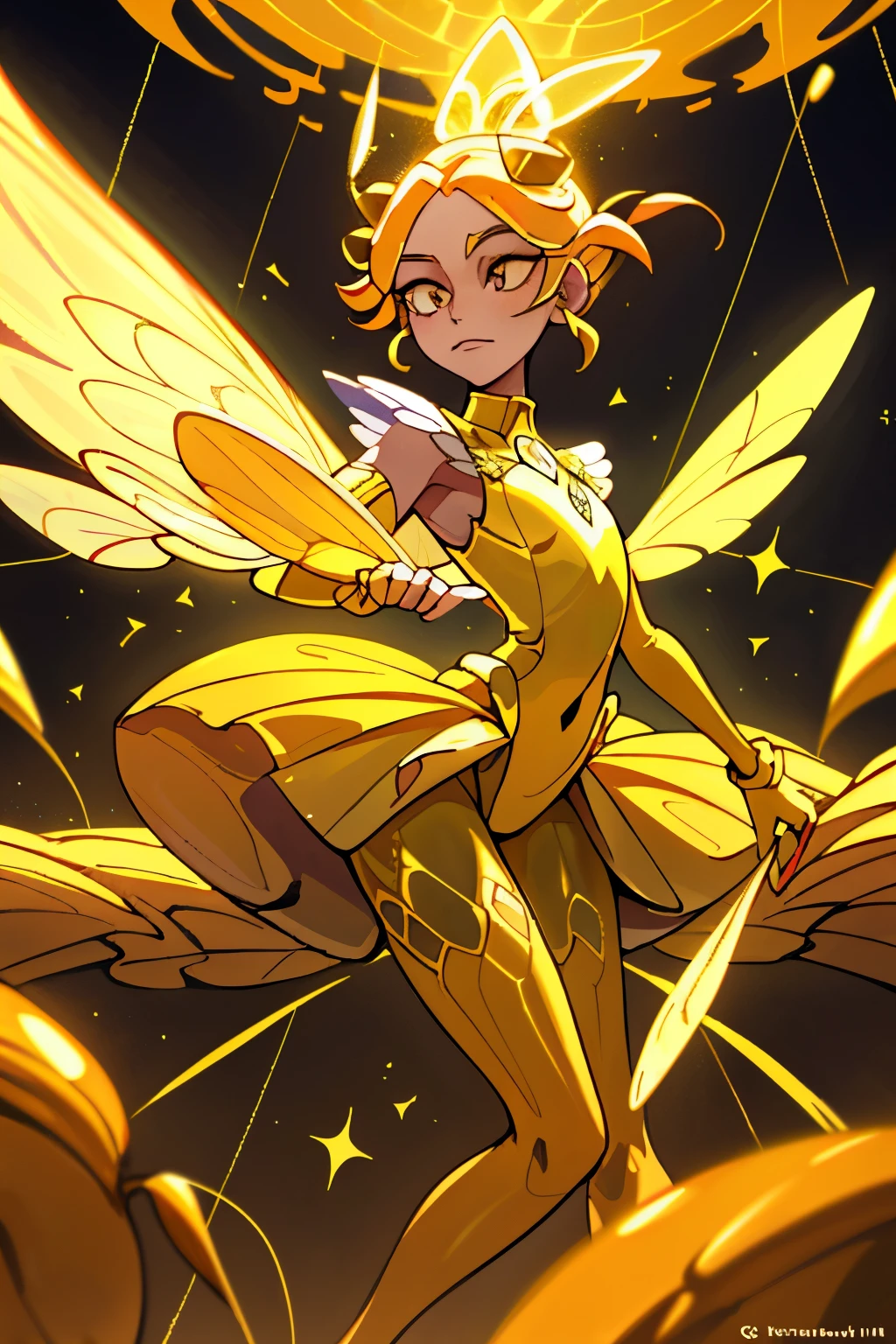 Beneath a blooming lavender field, under the soft glow of a descending sunset, lies Abeja, a queen bee. In her hexagonal hive, a reservoir of honey overflows, sparkling with flecks of gold. With six long, slender legs and intricately patterned wings, she moves with a hypnotic grace, twisting her thorax in rhythm with the gentle wind.

Dressed in a resplendent golden-yellow body suit, Abeja is adorned with iridescent hairs that shimmer as she waltzes around the hive. Her powerful mandibles gleam with effortless elegance, as she dips her