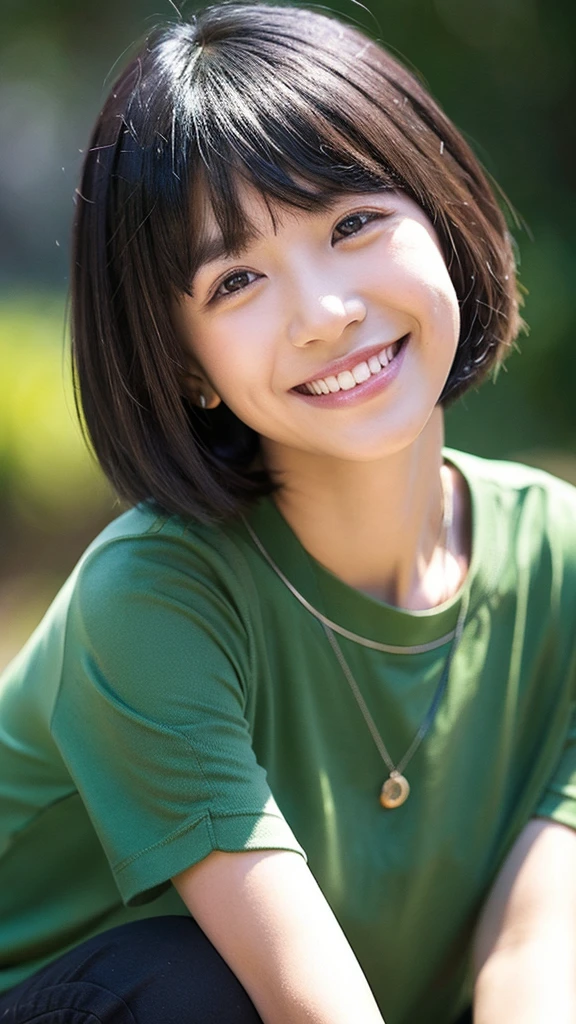 Black short hair、shaggy1 person、smile