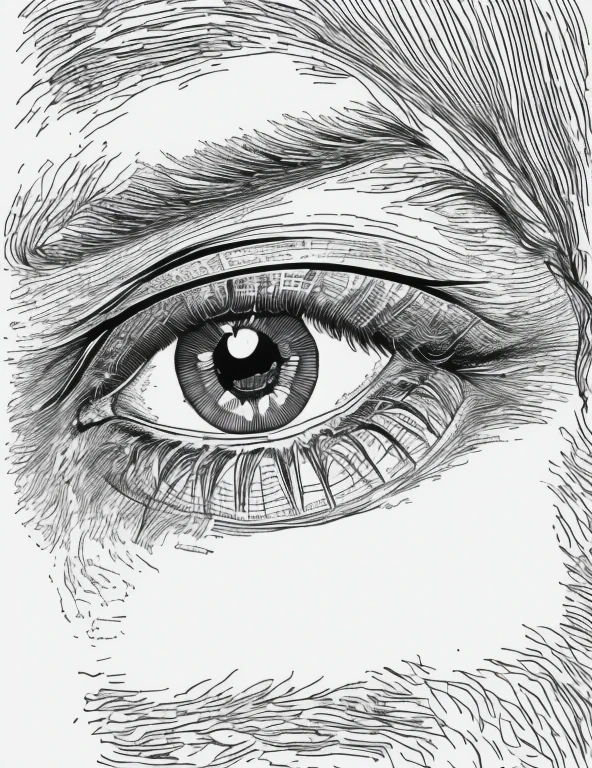 masterpiece,best quality,line art,hand drawn,1 man , 40 years old,black eyes