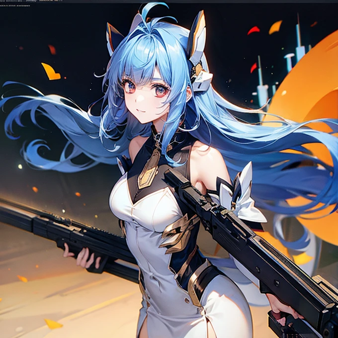 beautiful girl　Hold the Gatling Gun