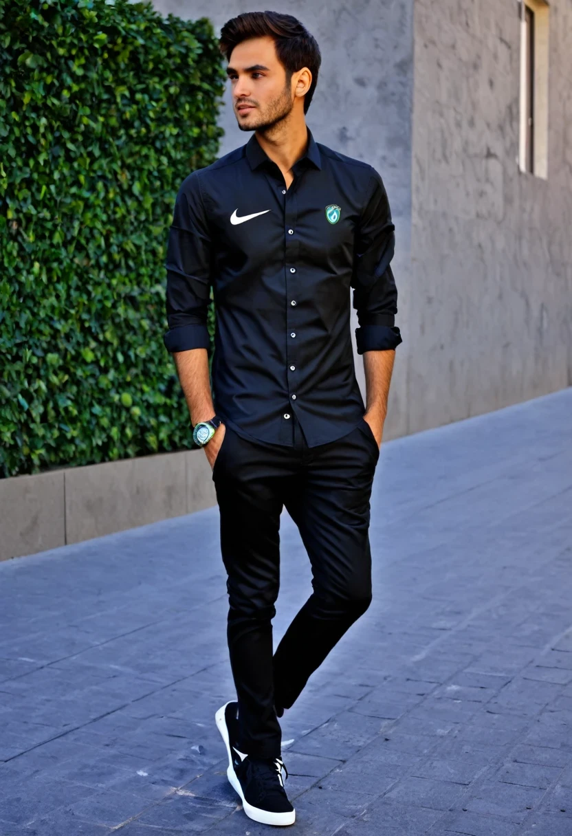 Chico alto,rubio,atletico,camisa negra,black pants,tenis s nike,rolex