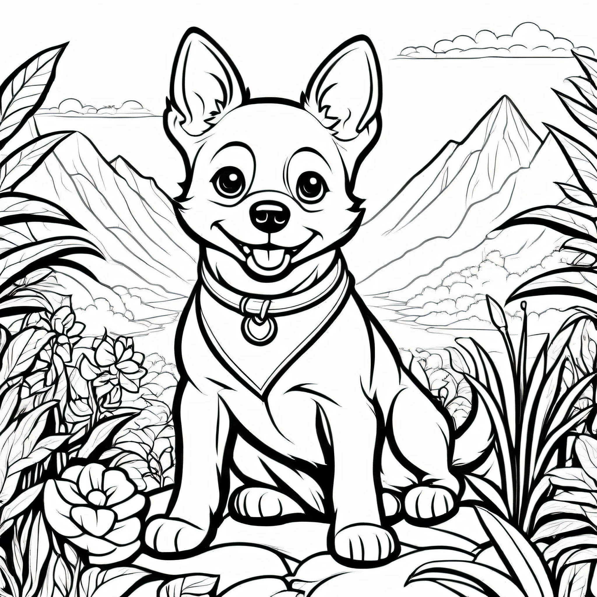 A cute dog, cartoon, ,Coloring Book, ColoringBookAF,