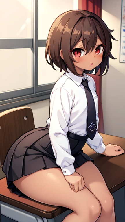 masterpiece, Highest quality, High resolution, MyMiku, short hair, teeth, , Red Bow, Collared shirt, Blue jacket, blazer, Long sleeve, Pleated skirt, Grey Skirt, Black knee socks, Cowboy Shot, anger, Are standing, locker room,Shirt open,Skirt up to the belly button,Panties in full view,Sweat,,semen