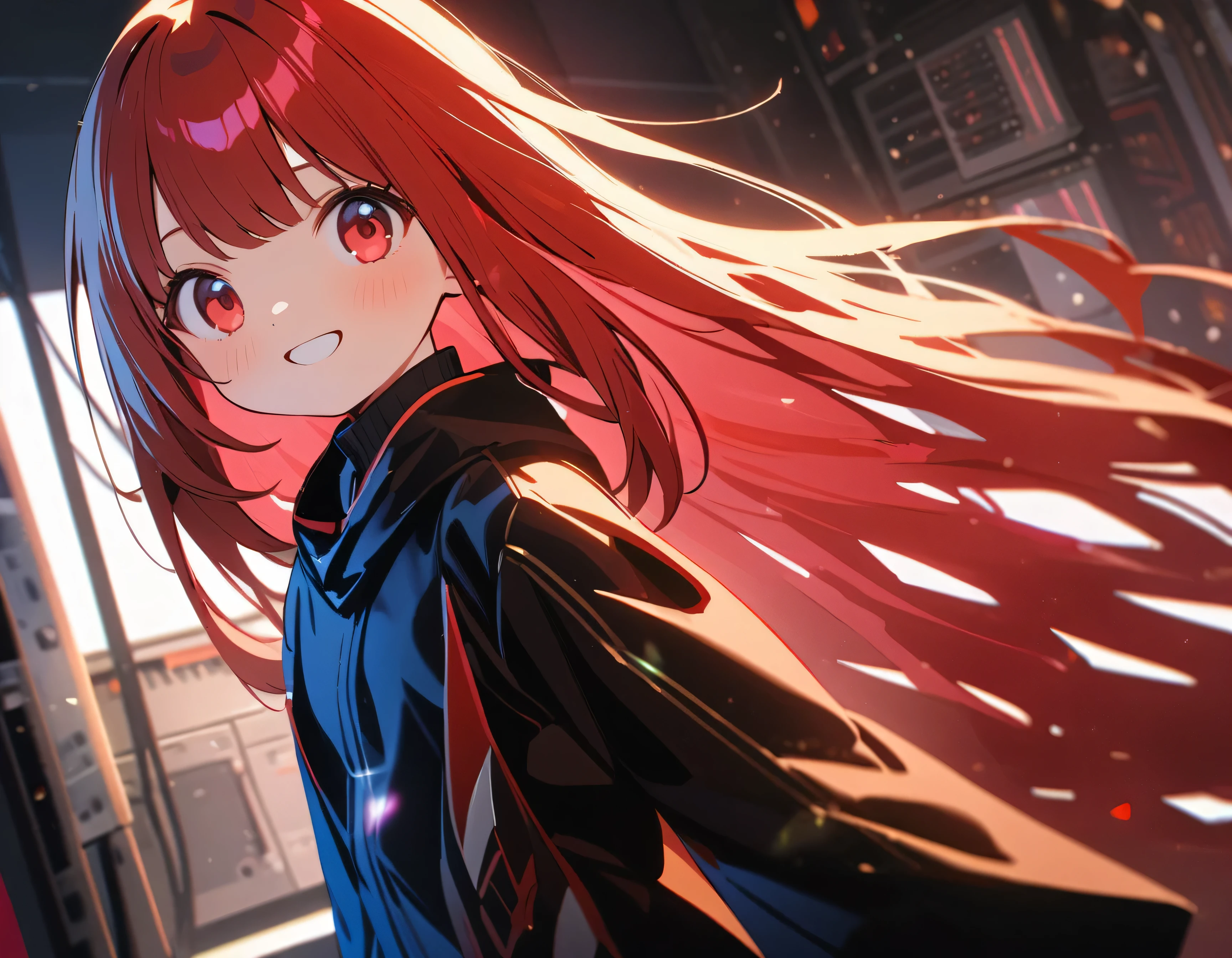 (couple:1.5) of (2 females\((Red Cliff:1.5),Humanity,child,very cute of,Kawaii,age of 10,cute of hair,hair is floating,hair color universe,big eyes,eye color universe,futuristic cute of clothes,cute of big smile,cute of action pose\)"1.5), rest ,background\(cute of,Lighting circuit,Power server room\), rest ,quality\(8K,wallpaper of extremely detailed CG unit, masterpiece,High resolution,top-quality,top-quality real texture skin,Surrealism,Improve resolution,RAW photos,Best of quality,Very detailed,wallpaper,movie lighting,Ray Tracing,Golden Ratio\),cute of angle