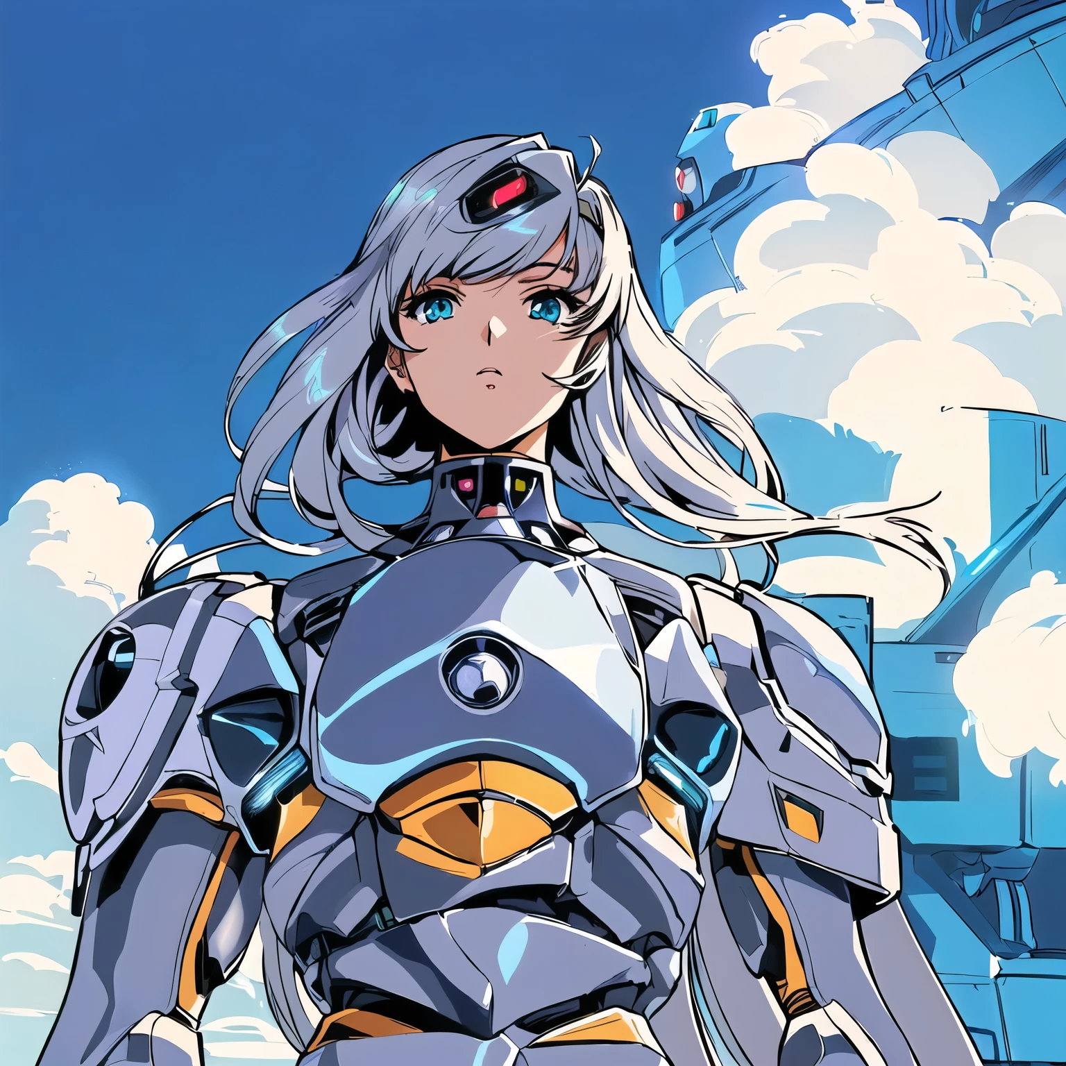 anime girl with a futuristic body and a futuristic helmet, perfect anime cyborg woman, anime robotic mixed with organic, anime cyborg, beutiful girl cyborg, anime manga robot!! anime girl, cyborg - girl, cyborg - girl with silver hair, cyborg girl, cute cyborg girl, beutiful white girl cyborg, girl in mecha cyber armor