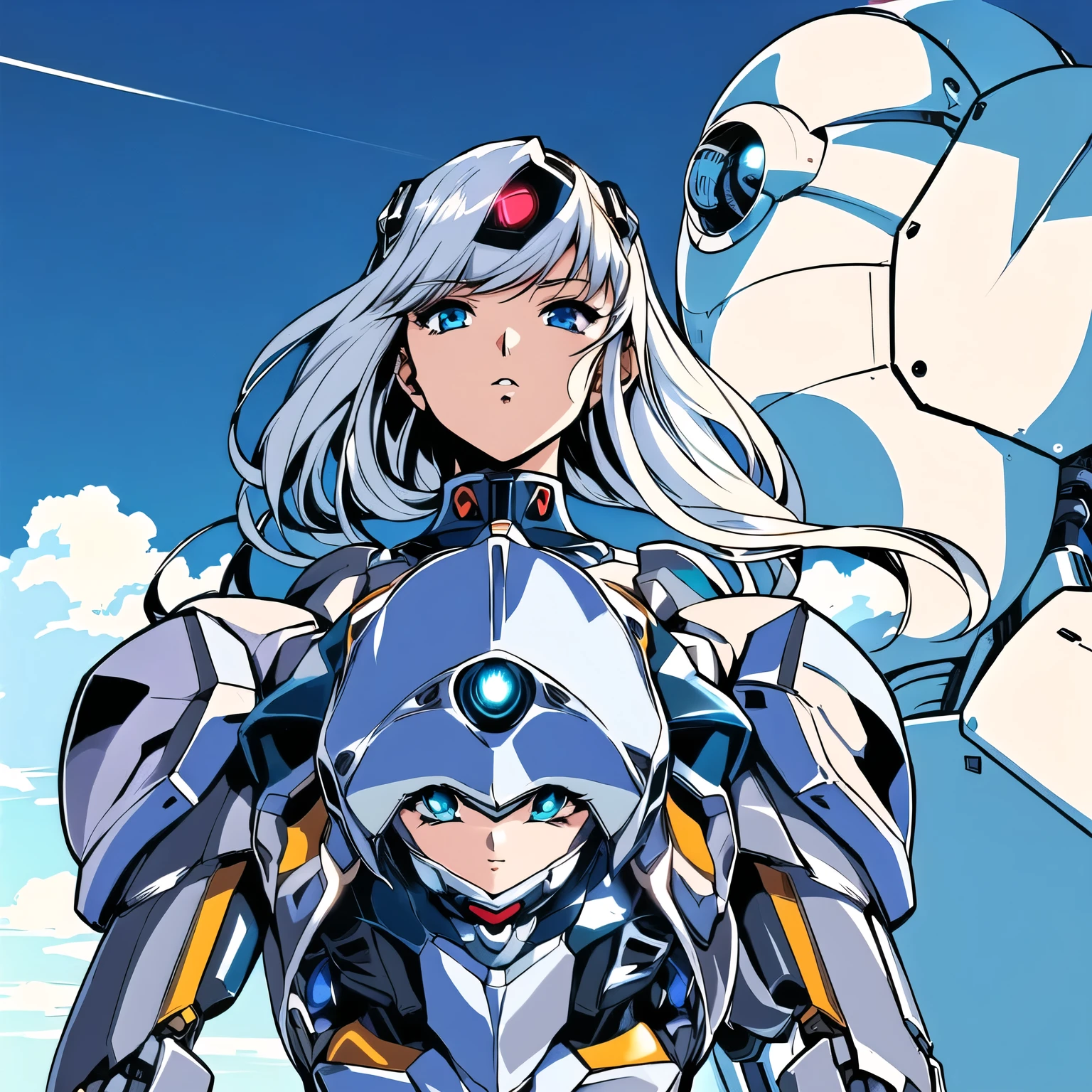 anime girl with a futuristic body and a futuristic helmet, perfect anime cyborg woman, anime robotic mixed with organic, anime cyborg, beutiful girl cyborg, anime manga robot!! anime girl, cyborg - girl, cyborg - girl with silver hair, cyborg girl, cute cyborg girl, beutiful white girl cyborg, girl in mecha cyber armor