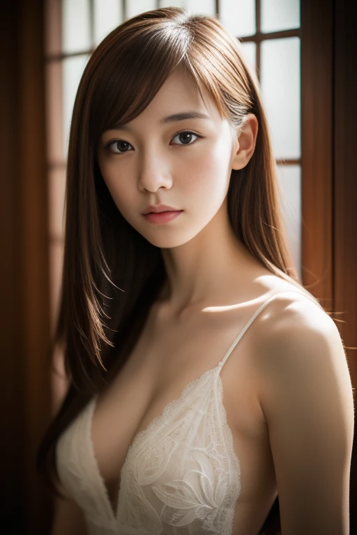 Very detailed, Very delicate and beautiful, Raw photo, Professional Lighting, Illumination, Depth of written boundary, Single focus, whole body, Japanese women, 27-year-old woman, Brown Hair, Medium-long hair、slender、Heisei Gal
