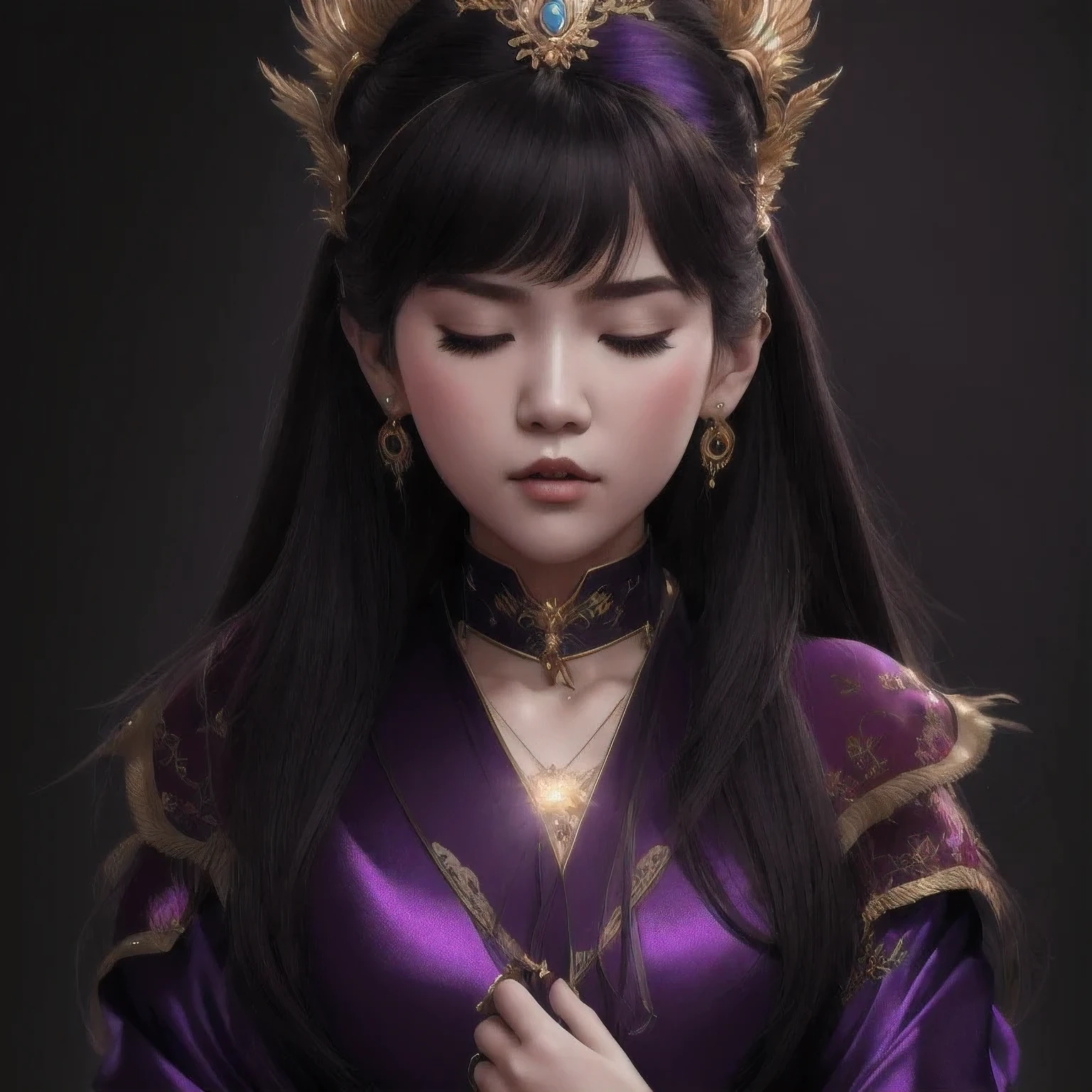 there is a 18 years old in a purple dress holding a dragon, wlop and ross tran, ross tran 8 k, fantasy art style, chengwei pan on artstation, a beautiful fantasy empress, ross tran and wlop, ruan jia and artgerm, the dragon girl portrait, ig model | artgerm, artgerm and ruan jia，beautiful
1girl
bangs
深绿 eyes
closed mouth
ear piercing
earrings
grey background
hair ornament
jewelry
lips
looking at viewer
military
military uniform
nose
piercing
portrait
realistic
short hair
simple background
solo
upper body