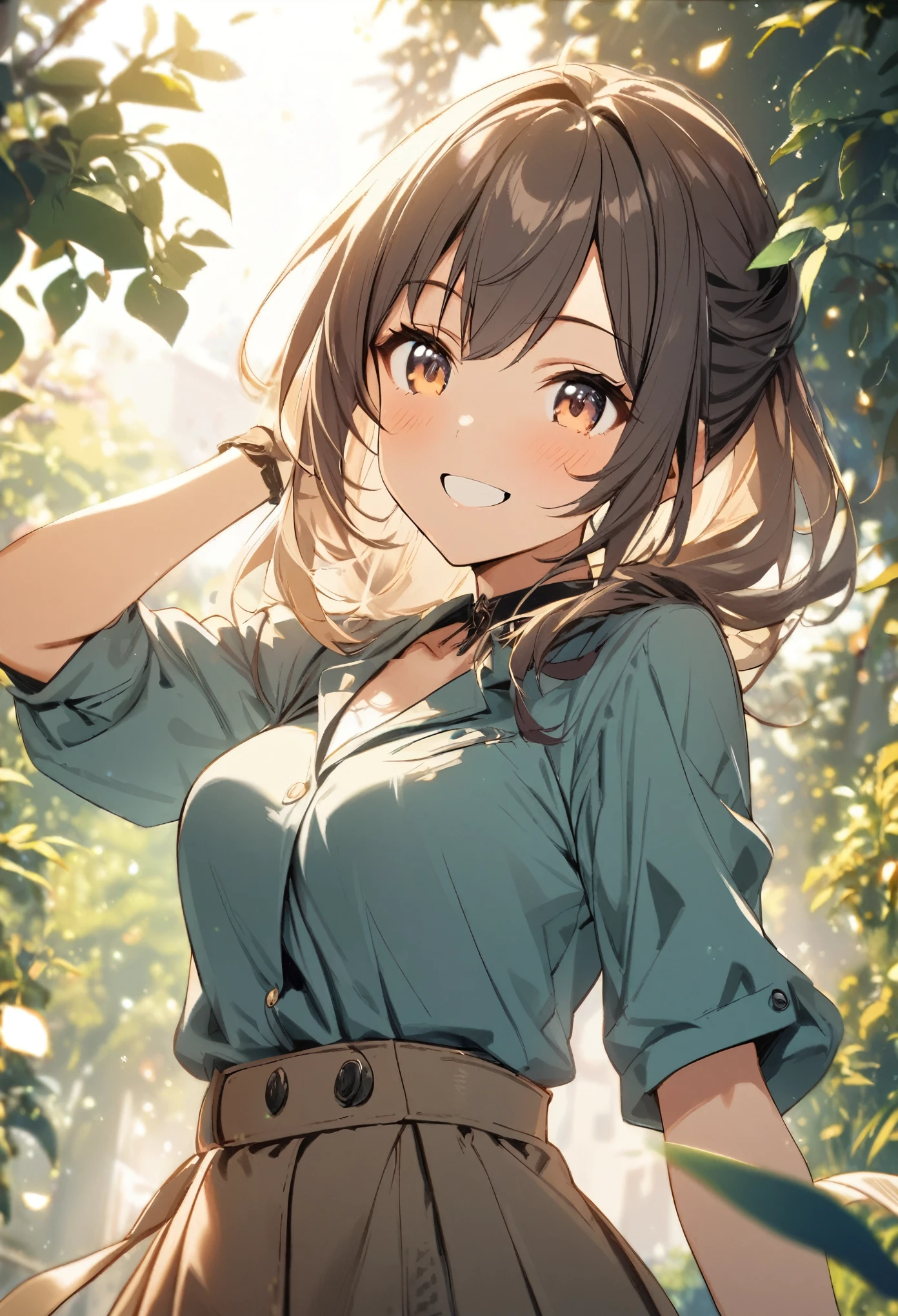 1 girl, smiling