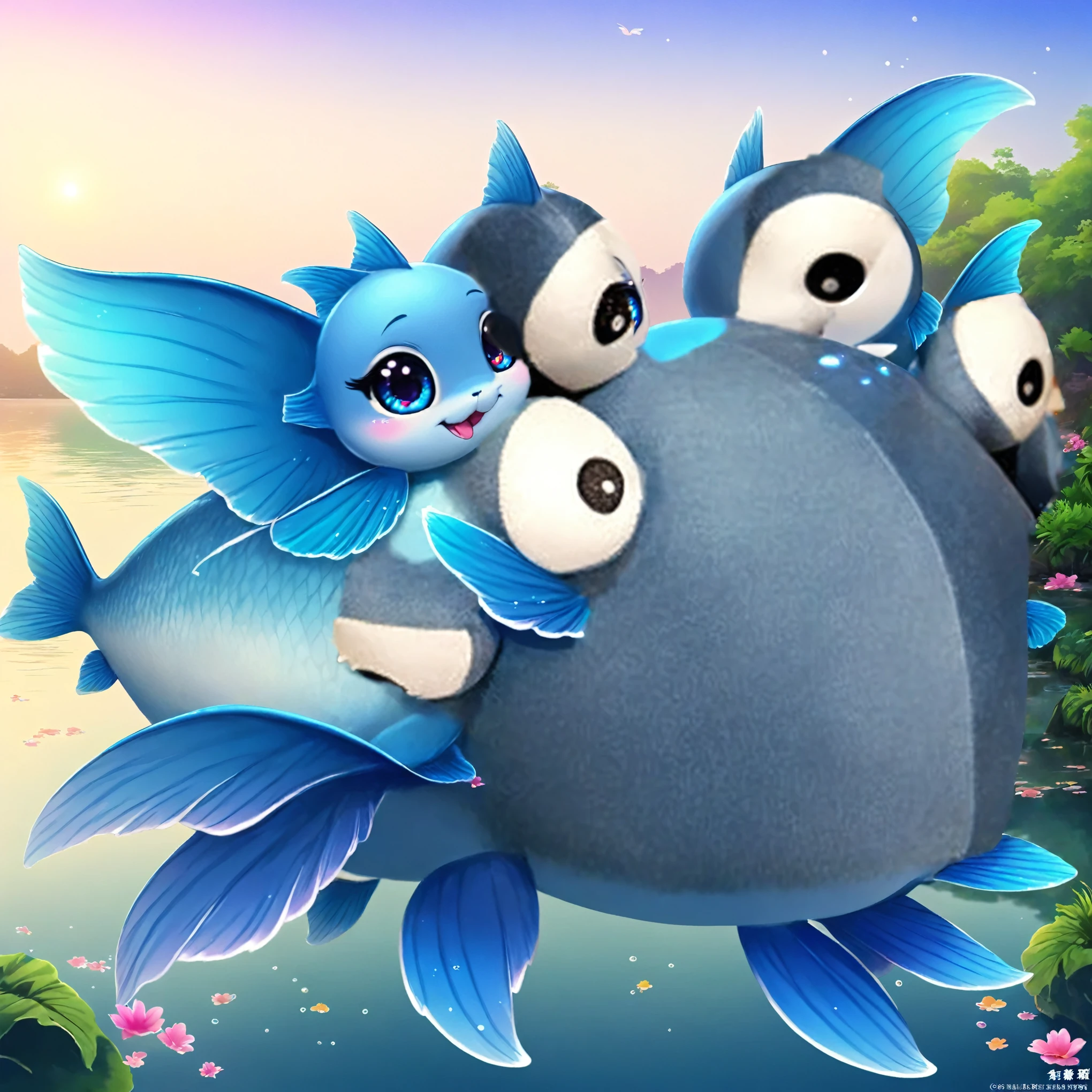 (chubby male shark cub), sitting in a pillow at night, nude, penis, fat pad, belly overhang, smile, shortstack, duo, 2boys, anthro, double chin, chubby thighs, crescent moon, stars in the sky, pastel colors, facing front, open eyes, belly rub,