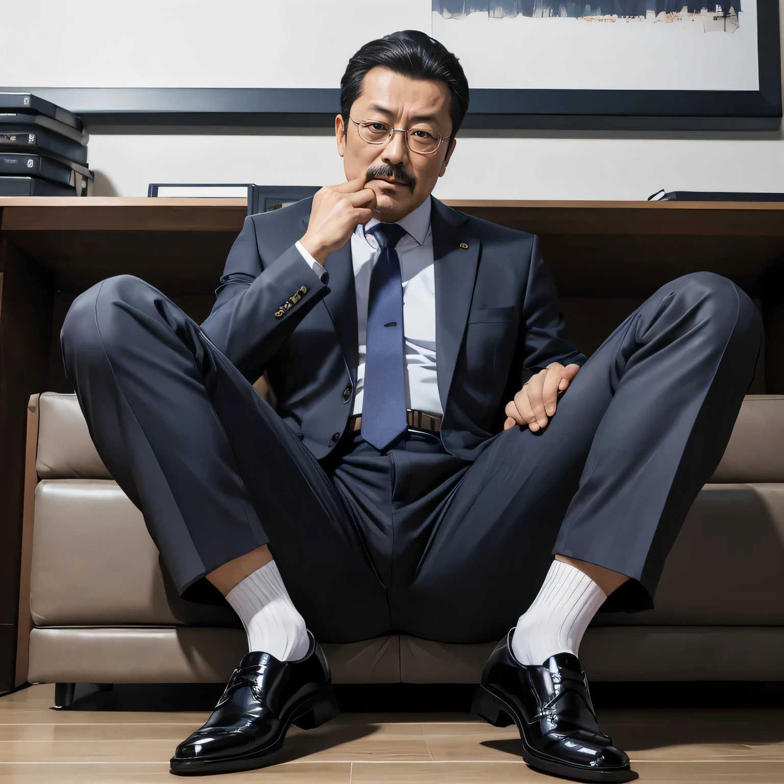 55 years old,Kogoro Mori,uncle,,Convex,in office,Black socks,anti-slip leather shoes,beard,toughness,Drooling in the mouth,HD,artwork,full of enjoyment,Very shy,exposed,Spread your legs and straighten them,Wear a suit,Trousers,A large protrusion with masculine characteristics,The crotch has columnar protrusions,God'view,Take off your pants,Sexy lingerie lace,Floor perspective, Ecstasy expression/gender(milky, Translucent mucus in the abdomen and chest)