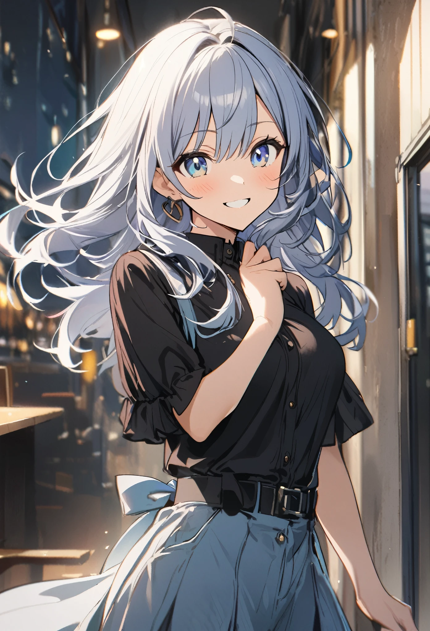 1 girl, smiling
