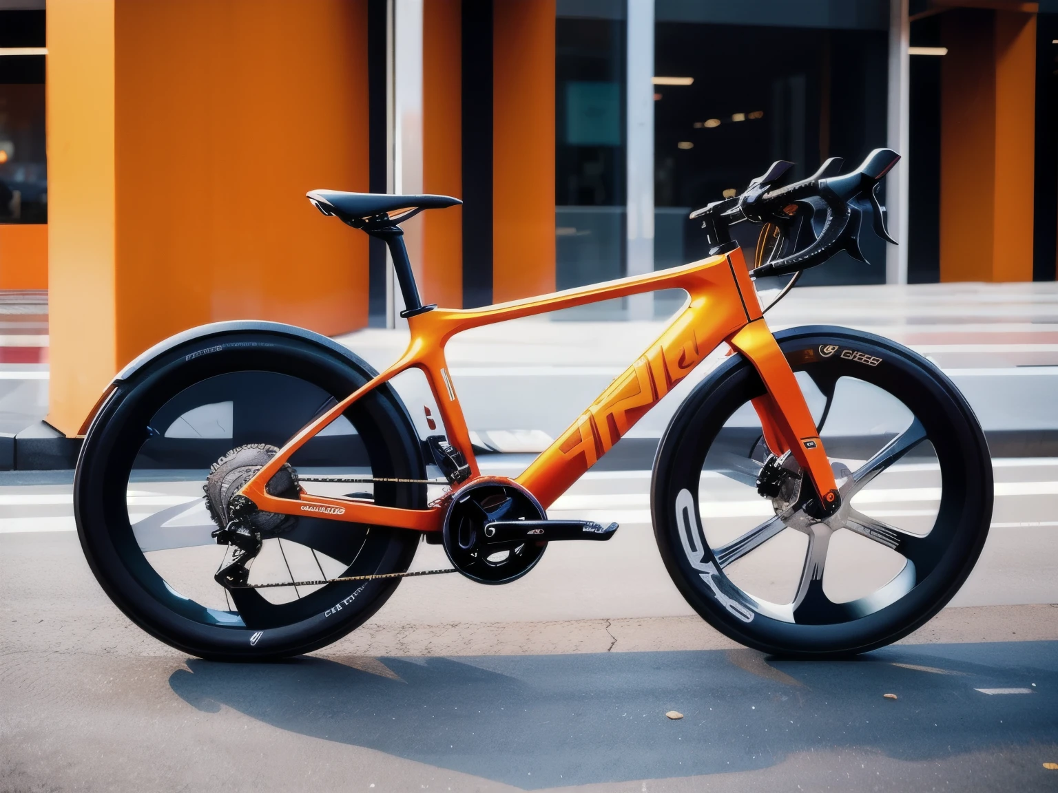 concept bicycle design, concept bicycle, race bicycle, concept design, industrial design, best quality, product design, front three-quarter view, best quality, realistic, modern city background