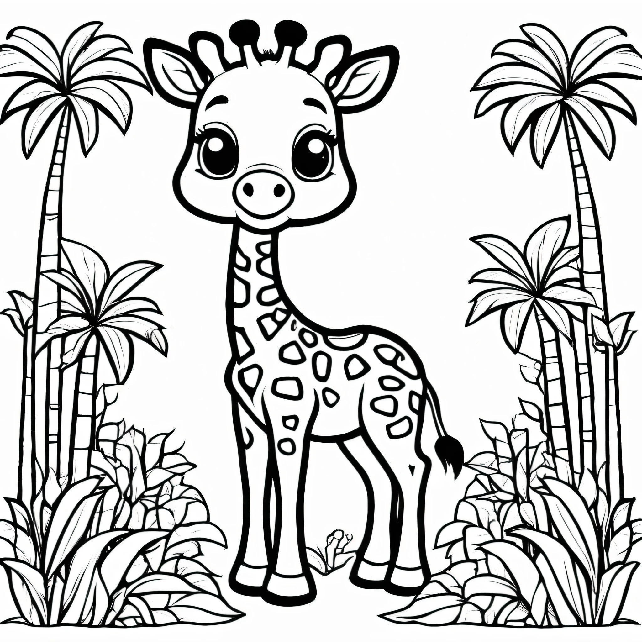 A cute Giraffe, cartoon, Coloring Book, ColoringBookAF,