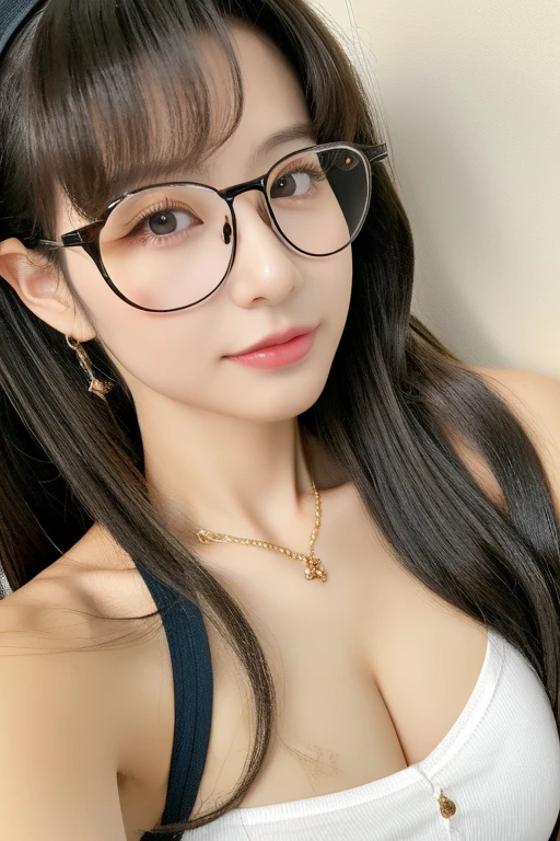 highest quality、masterpiece、High sensitivity、High resolution、Slim Body、Glasses、camisole、