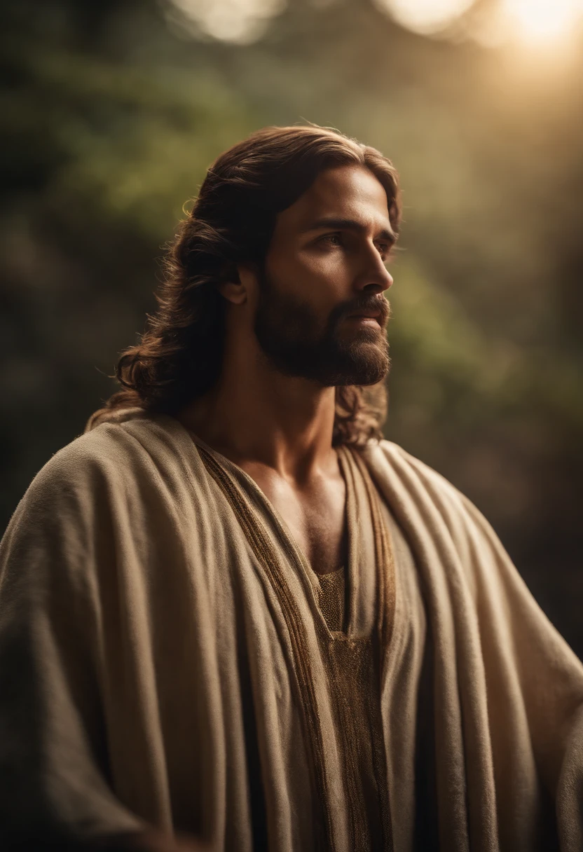 jesus cristo, dia claro, olhando fixamente, foto profissional, kinematics