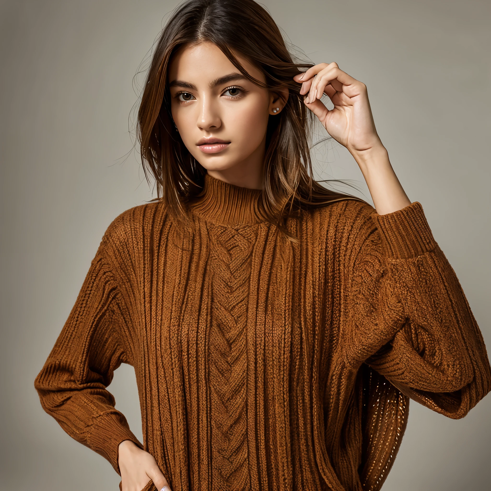 uma modelo super estilosa em uma passarela com uma pasta da "xtrend"