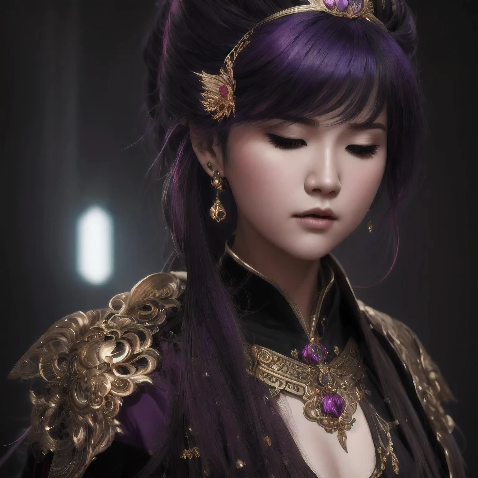 there is a 18 years old in a purple dress holding a dragon, wlop and ross tran, ross tran 8 k, fantasy art style, chengwei pan on artstation, a beautiful fantasy empress, ross tran and wlop, ruan jia and artgerm, the dragon girl portrait, ig model | artgerm, artgerm and ruan jia,beautiful
1girl
bangs
深绿 eyes
closed mouth
ear piercing
earrings
grey background
hair ornament
jewelry
lips
looking at viewer
military
military uniform
nose
piercing
portrait
realistic
short hair
simple background
solo
upper body