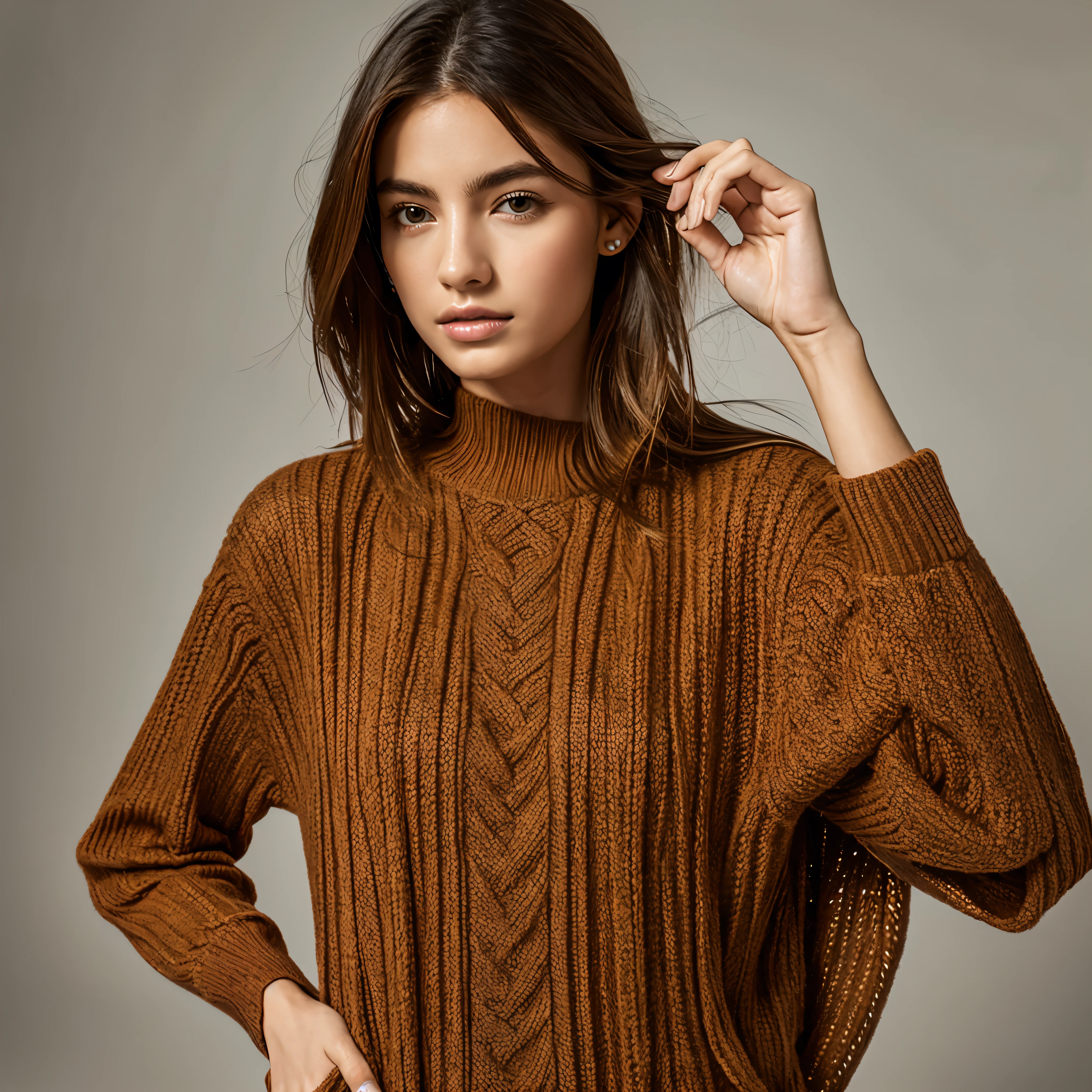 uma modelo super estilosa em uma passarela com uma pasta da "xtrend"