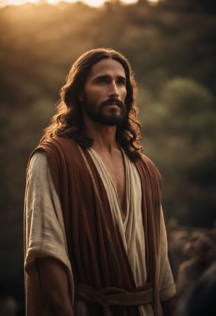 jesus cristo, dia claro, olhando fixamente, foto profissional, kinematics