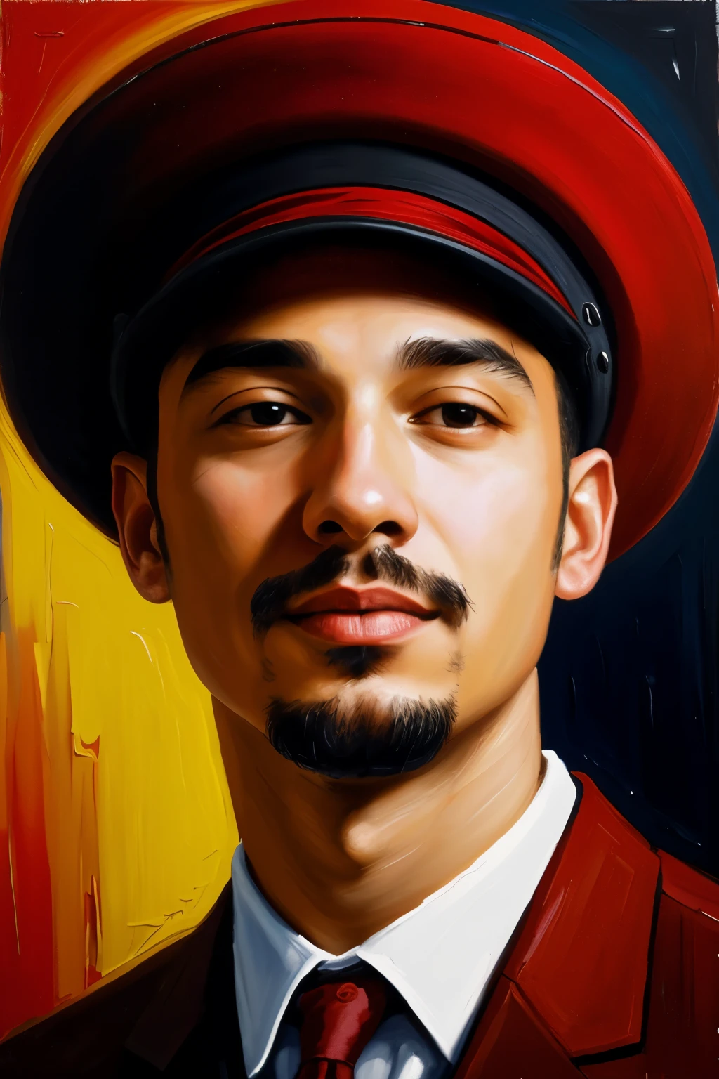 a painting of a man with a red hat on his head, an ultrafine detailed painting by Edward Ben Avram, behance contest winner, analytical art, academic art, fractalism, whimsical