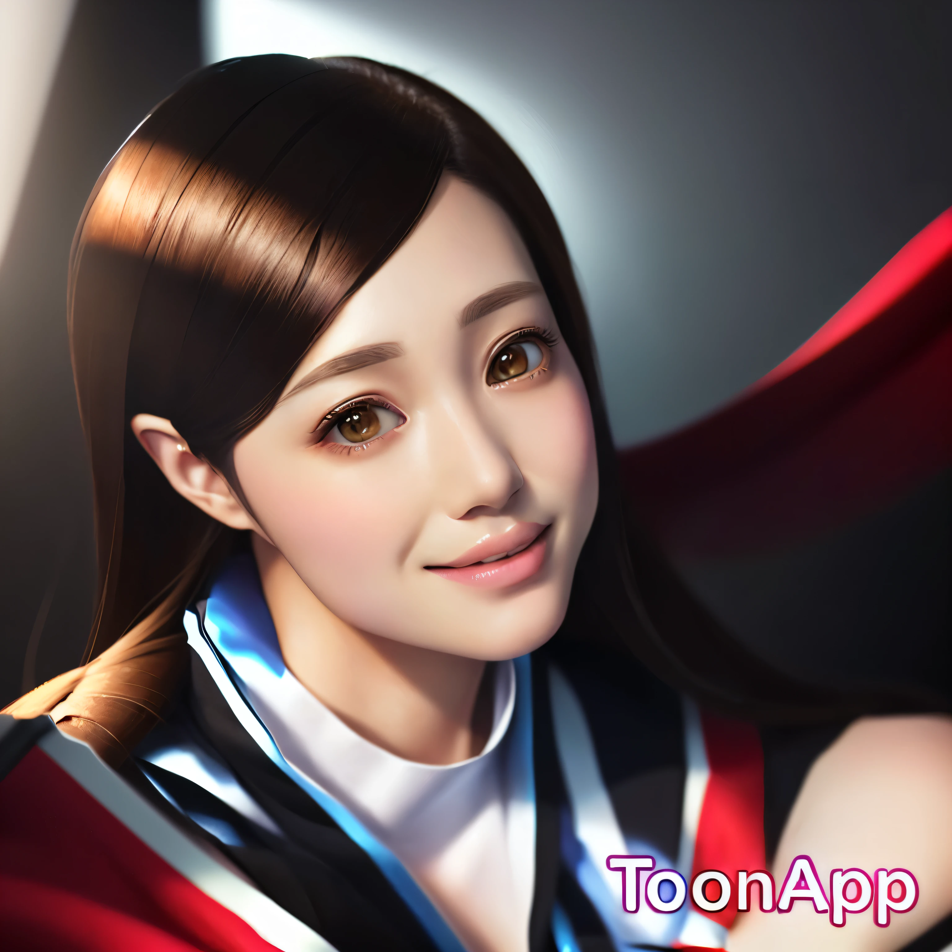 highest quality、Soft Light、Ultra-high resolution、（Realistic１．４）、Beautiful face in every detail、There is a woman holding a mobile phone, Cartoon digital painting, Photorealistic Animation, Realistic Anime 3D Style, Surreal Teen, Realistic anime art style, Ultra realistic anime, Anime Realism style, Cute realistic portrait, Digital cartoon painting art, 3D Anime Real, Tone Mapping, Anime Realism, Created by Anime Painter Studio, cartoon digital art