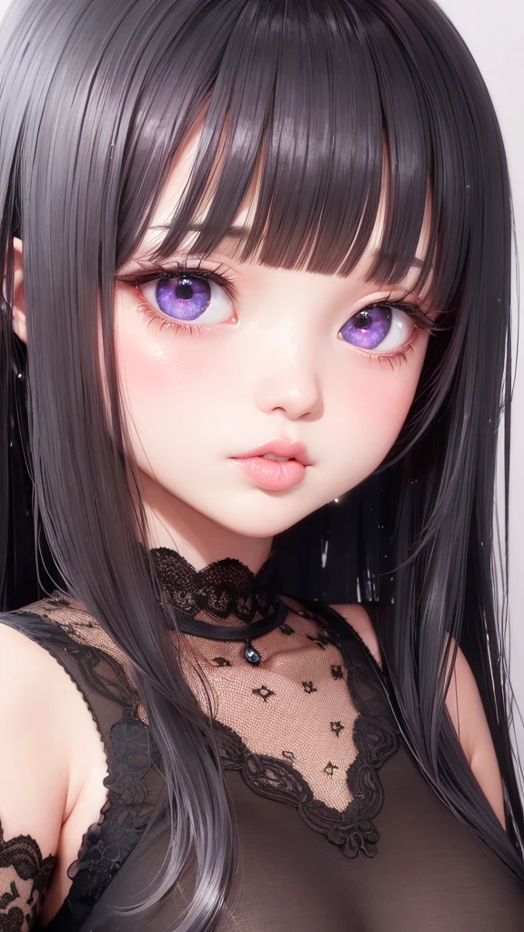 High quality、８K quality、（Perfect Anatomy）、Realistic Skin、Surreal light、Avatar，Full Body Shot，Red cheeks、Beautiful face，Young appearance、One  girl、Lace blouse，slightly smaller eyes、（A small front tooth is visible），cute，summer，（Small tongue sticking out），eyes staring at the camera、Beautiful eyes、Iris，、（((Thick lower lip))）、（Wet lips reflecting light：1.2）、Long eyelashes、((sfw))、ahegao