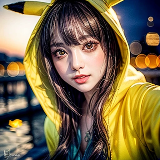 (Girl in (Yellow) Pikachu hood), (naked hoodie, hood loosely open) . masterpiece 8K best quality, (RAW PhotoRealistic HyperRealism:1.37) Ultra-detailed, (Acutance:0.85), SoftLighting, detailed pupils, (Colorful Light particles, Blurred colorful Lights dazzling bokeH:1.28), on knees, kneeling, legs spread, hands above head . BREAK (((NOGIZAKA))) girl in RED Tube-Top dress Stroll along evening Harbor, (Acutance:0.85), ZoomLayer, Masterpiece of 8K Ultra-detailed, (VolumetricLighting), (RAW Photo-realistic:1.37), (Close-up:1.38), (Sunseting colorful sky), (Dazzling bokeh:1.32), { (Golden ray illuminating face) | (Photon Particles:0.95) | (Fluttering Hair in wind:1.4) } . BREAK (((Extremely detailed KAWAII face))), perfect anatomy, Childish, CaptivatingGaze, Elaborate detailed Eyes with (Sparkling Highlights:1.28), (Voluminous Long Eyelashes:0.88)、Glossy Lips, Rosy Cheeks, (Detailed Flawless Skin, Radiant PearlSkin with Transparency), Shiny SilkyHair, Random HairColor. { (joyful expressions:1.28) | (:d) }, (Large eyes:-1) .