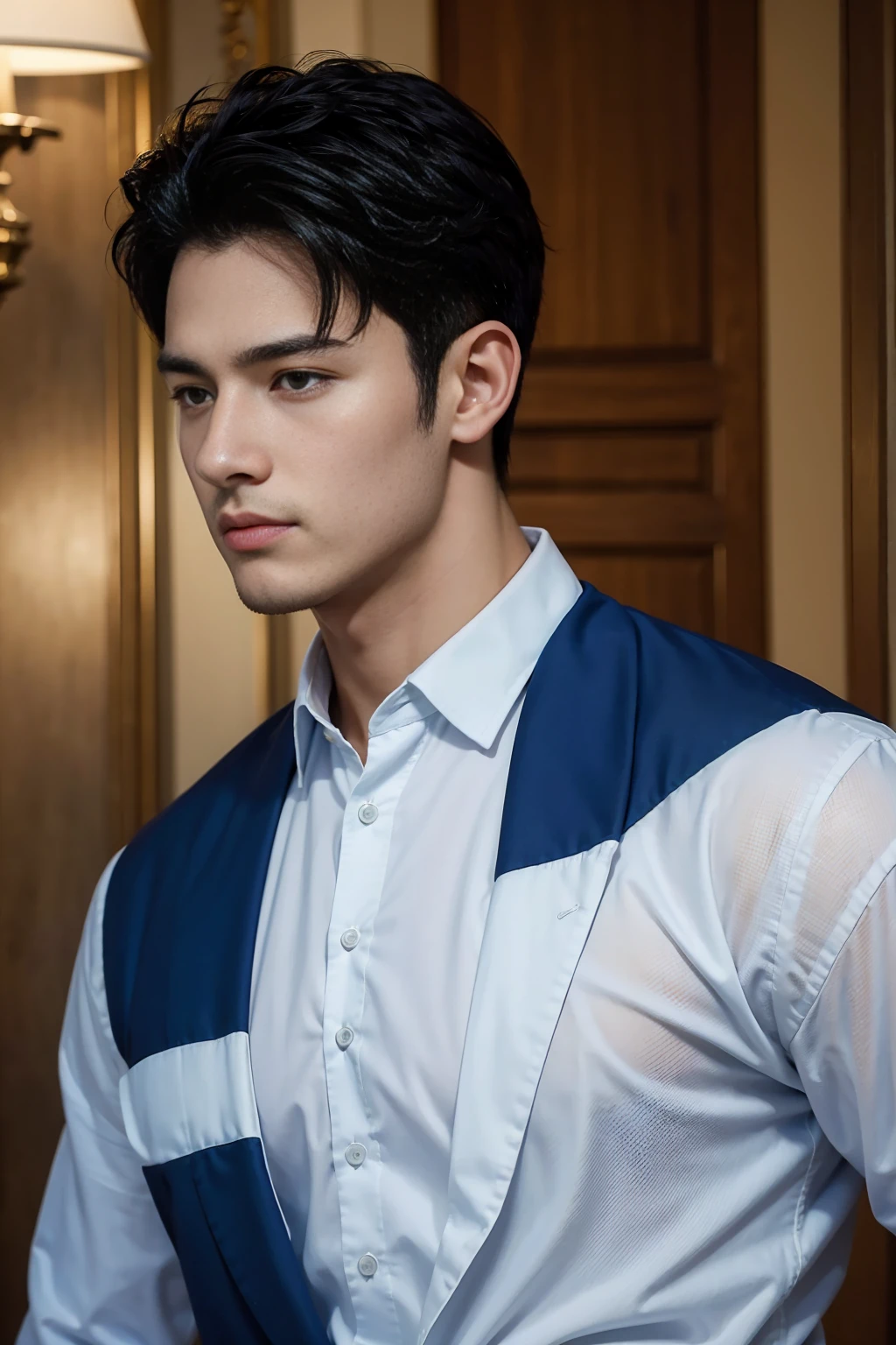 ((masterpiece)),((best quality)),8K,High Detail,Very detailed, very manly,2 men, love,Fashion pose, Real skin texture, light,
Royal blue style couple