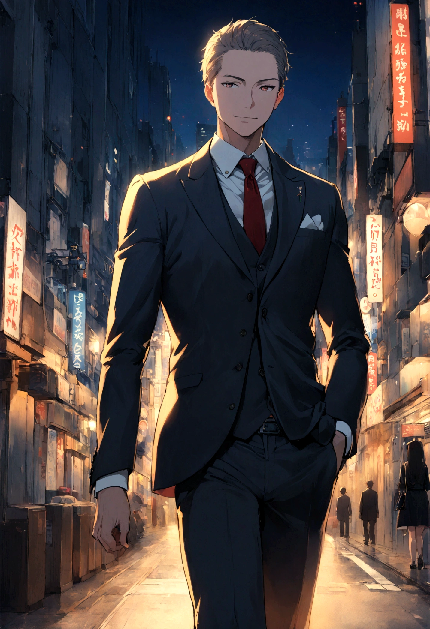 1man, suit, night, tokyo