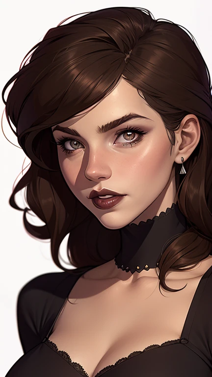 A closeup of a woman in a black top and a black bra, estilo de arte de charlie bowater, Estilo Charlie Bowater, retrato de vampiro, arte do personagem charlie bowater, Alena Aenami e Artgerm, Neoartcore e Charlie Bowater, Charlie Bowater cores ricas e profundas, lazy art style, Artgerm e Tom Bagshawum close de uma mulher com longos cabelos pretos e um colar, amoranto, Bela Delfina, mais conhecido como amoranto, Kailee Mandel, cabelo preto e olhos grandes, profile picture with headshot, jovem linda amoranto, pale and glowing skin, retrato de alta qualidade, com cabelos longos e olhos penetrantes, skin pale as ivory, Sydney Hanson mode white skin tone close-up portrait cartoon style GTA style digital illustration of a woman in a black dress and black hair, linda rainha vampira, linda rainha feminina vampira, gothic maiden, very beautiful gothic top model, beautiful vampira feminina, goth girl, goth girl, gothic maiden of the dark, Gothic style, gothic woman, gothic clothes, gothic outfit, moda vampiro, vampira feminina, wearing a gothic dress Close up of a woman with long hair and a sweater, cabelo castanho encaracolado, linda modelo, retrato de alta qualidade, medium portrait soft light, parece a jovem liv tyler, retrato colorido, linda mulher, cabelo loiro cacheado | d & d, beautiful portrait lighting, uma linda jovem, modelo muito lindo, Retrato de 50mm, medium to long brown curly hair, close-up of a person wearing tie and sweater;, Hermione Granger, inspirado em Hermione Hammond, hermione, Emma Watson as Hermione Granger, Ema!! watson!!, Emma Watson as harry potter, Emma Watson as driada, Emma Watson, portrait photo of Emma Watson, photo of Emma Watson, movie still of Emma Watson, with the face of Emma Watsona cartoon of a woman in a bikini and panties, CO Commission, commission for high resolution, realistic bikini, garota anime sedutora, nico robin, artgerm extremamente detalhado, fofosexyrobutts, Kate Bi