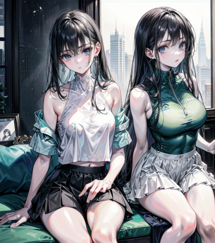 bestresolution, (2heads:1.2), anime girl with blue hair and blue eyes holding a cell phone, two beautiful anime girls, anime moe artstyle, anime girls, anime art style, anime style 4 k, digital anime illustration, ecchi anime style, anime style. 8k, sankakucomplex anime image, anime style illustration, anime artstyle, in anime style, digital anime art!!