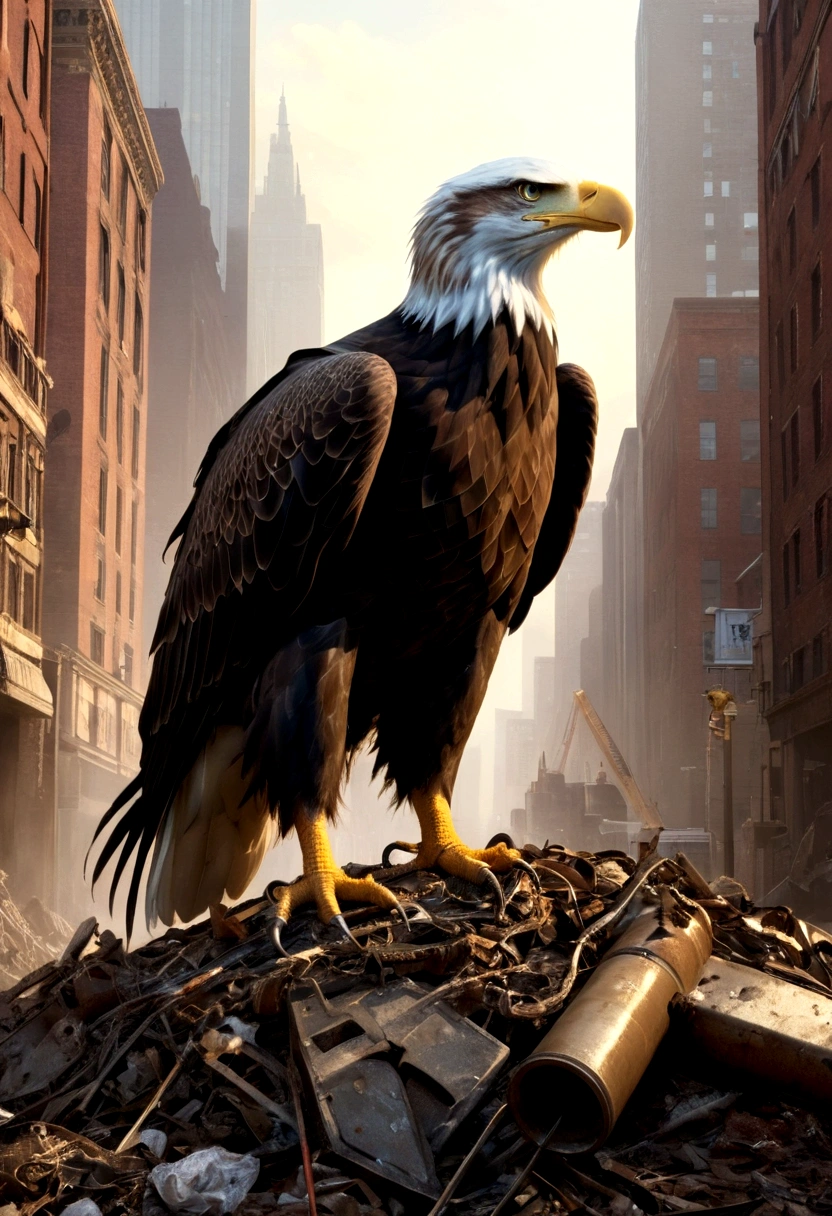 American eagle,Low profile,prey,Industrial waste,City