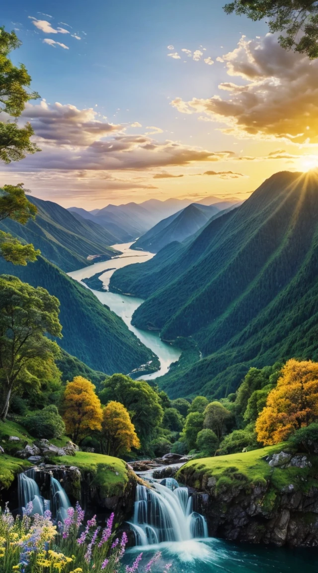 (highest quality,4K,expensive,Master Parts:1.2),landscape,Inspirational Quotes Video Backgrounds,自然のlandscape,Beautiful mountains and rivers,Majestic Waterfall,Calm Lake,Towering Tree々,Green pastures,Calm Sunset,Soft Golden Light,Vibrant colors,Photorealistic images,Tranquility and tranquility,Deep blue sky,Dramatic clouds,Sublime Beauty,Dazzling View,landscape inspiradoras,Unreal and dreamy,Harmony and balance,Immersive Experience,Detailed Texture,Exquisite nature,Uplifting、An exciting atmosphere,Magical and enchanting,The perfect escape from reality,Artist's interpretation,Paintings come to life,Romantic and poetic,Evoke emotion and inspiration,An unforgettable experience,Sense of Wonder and Wonder,Escape to nature,Refresh and rejuvenate your soul.