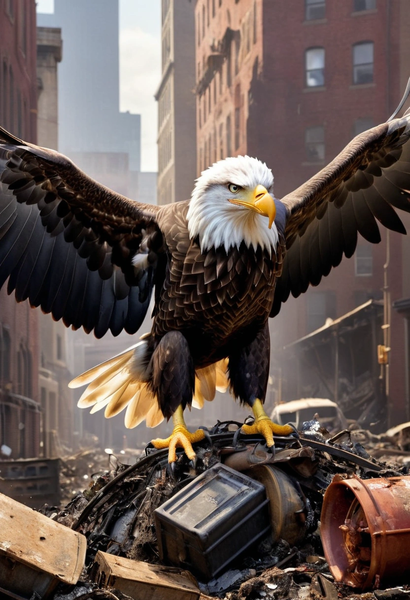 American eagle,Low profile,prey,Industrial waste,City