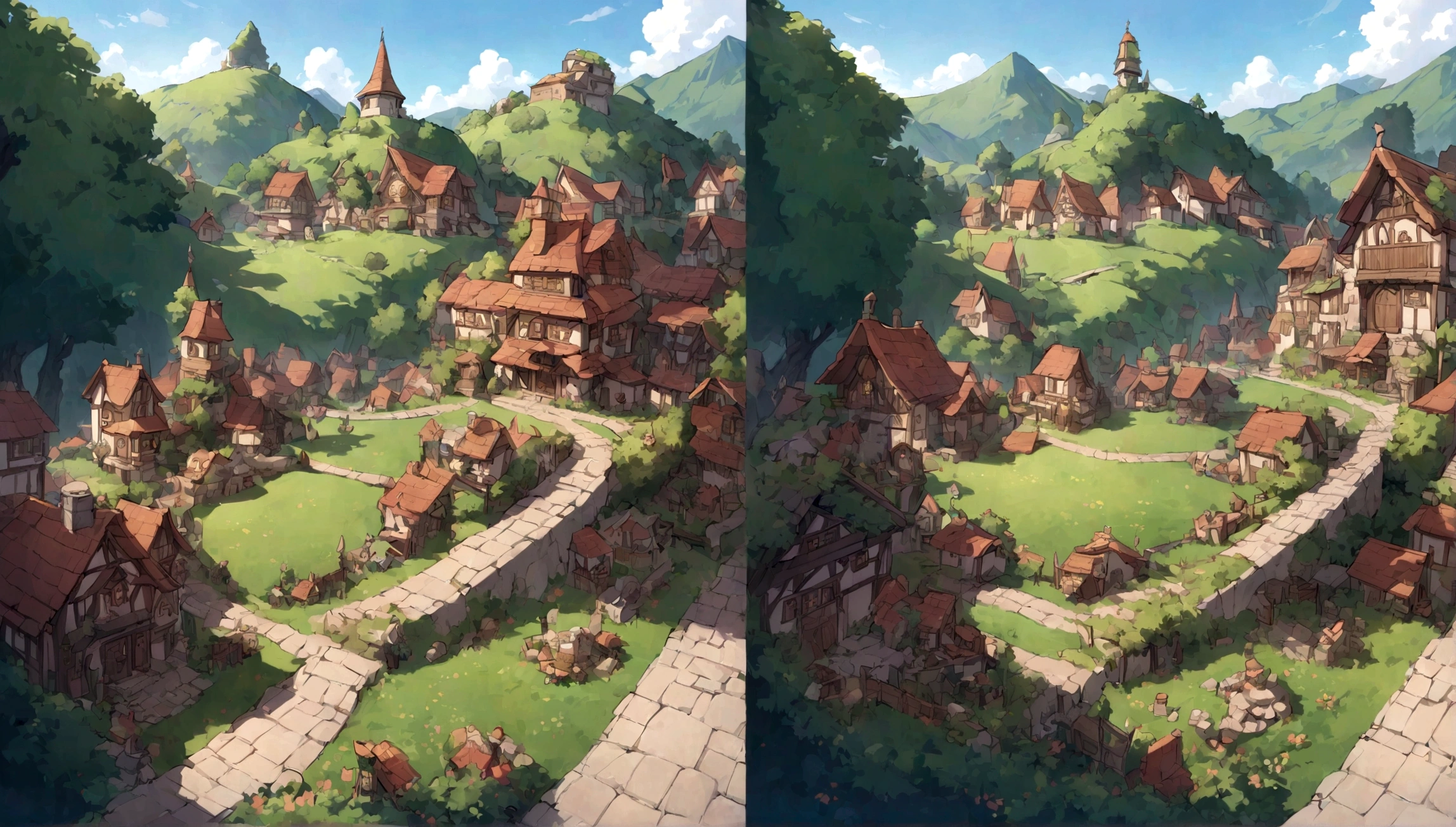 Tiny village,Far view,and close view