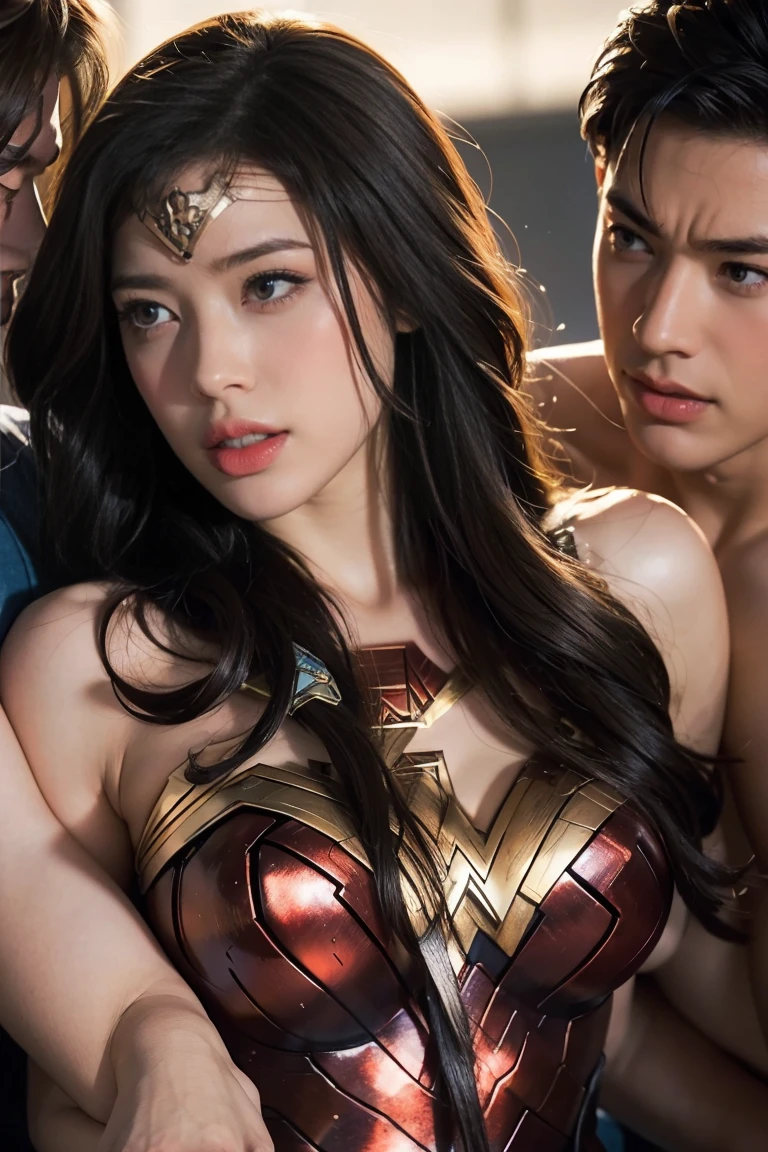 私はWonder Womanです、完璧なWonder Womanの衣装,押しDefeated,Defeated,A man mounts me,Face grabbed、Hug from the front,Hugged,Being strangled,You can hold it,Men lick my face with their tongues,The guys lick my head with their tongues,Men lick my hair with their tongues,My body is licked by men,sleeping face,Close ~ eyes,Open your mouth,Tired face,Face of Suffering,Being slapped in the face,Getting punched in the face,Fighting with men,Fight with the men,Surrounded by men,,Caught between the men,Being held back by men,Entanglement with males, Attacked by men,Brown Hair, masterpiece、beautiful girl、fine 目、puffy eyes、highest quality, 超High resolution, (reality: 1.4), Cinema Lighting,so beautiful、Beautiful Skin、(超reality的な)、(High resolution)、(8k)、(Very detailed)、(beautiful and fine 目)、(Very detailed)、 Detailed face、Diagonal bangle hair、Brown Hair、20-year-old、Wonder Womanのコスプレ,Wonder Woman