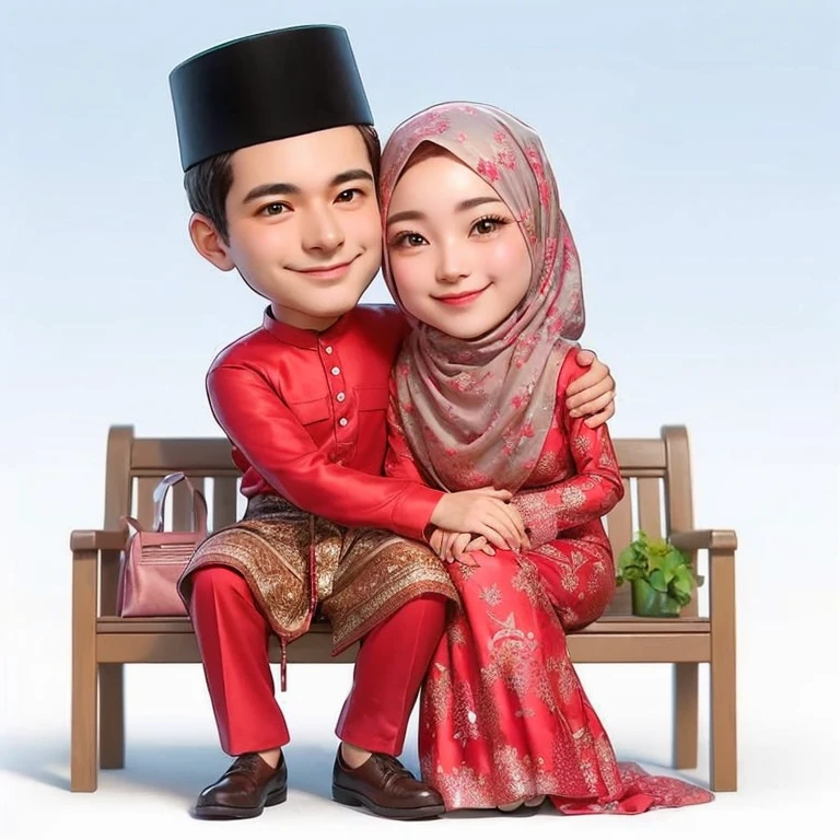 araffe couple sitting on a bench with a glass of wine, lovely couple, happy couple, couple pose,