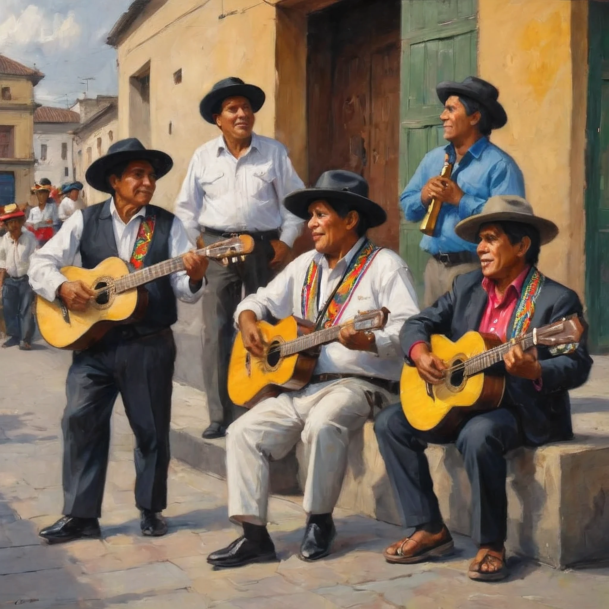 Guitarist, Folklore, Peruvian street band,